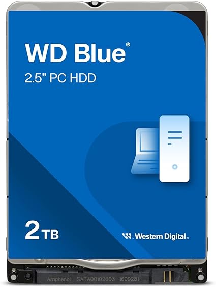 Western Digital 2TB WD Blue Mobile Hard Drive HDD - 5400 RPM, SATA 6 Gb/s, 128 MB Cache, 2.5