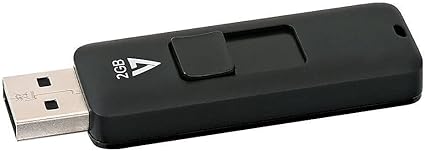 V7 2GB USB 2.0 Flash Drive with Retractable USB Connector - VF22GAR-3N, Black