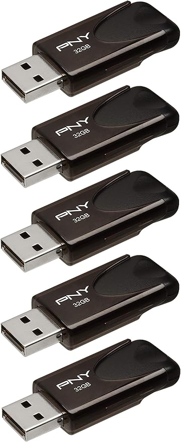 PNY 32GB Attaché 4 USB 2.0 Flash Drive 5-Pack,Black