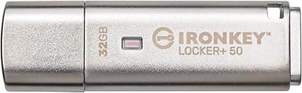 Kingston Ironkey Locker+ 50 32GB Encrypted USB Flash Drive | USB 3.2 Gen 1 | XTS-AES Protection | Multi-Password Security Options | Automatic Cloud Backup | Metal Casing | IKLP50/32GB,Silver