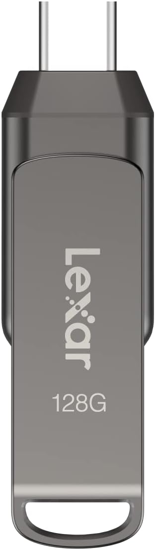 Lexar 128GB JumpDrive Dual Drive D400 USB 3.2 Type-C & Type-A Flash Drive for Storage Expansion, Photo Back-up for iPhone 15, Up to 130MB/s, Metal Housing & Swivel Design, Titanium (LJDD400128G-BNQNU)