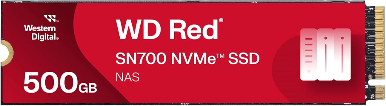 Western Digital 500GB WD Red SN700 NVMe Internal Solid State Drive SSD for NAS Devices - Gen3 PCIe, M.2 2280, Up to 3,430 MB/s - WDS500G1R0C