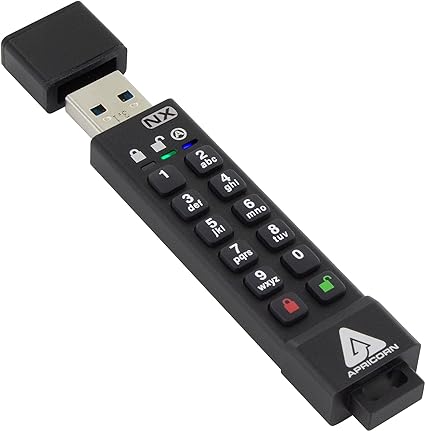 Apricorn Aegis Secure Key 3 NX 128GB 256-Bit Encrypted FIPS 140-2 Level 3 Validated Secure USB 3.0 Flash Drive, ASK3-NX-128GB, black