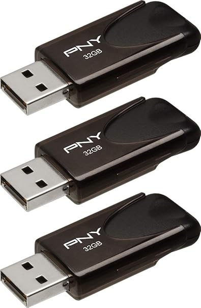 PNY 32GB Attaché 4 USB 2.0 Flash Drive 3-Pack, black