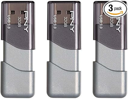 PNY 32GB Turbo Attaché 3 USB 3.0 Flash Drive, 3-Pack, Grey, P-FD32GX3TBOP-MP, 100MB/s, Light-Weight Durable - Data Storage and Transfer