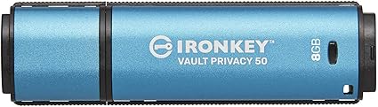 Kingston IronKey Vault Privacy 50 8GB Encrypted USB | FIPS 197 | AES-256bit | BadUSB Attack Protection | Multi-Password Options | IKVP50/8GB