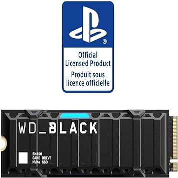 Western Digital 1TB SN850 NVMe SSD for PS5 Consoles Solid State Drive with Heatsink - Gen4 PCIe, M.2 2280, Up to 7,000 MB/s - WDBBKW0010BBK-WRSN