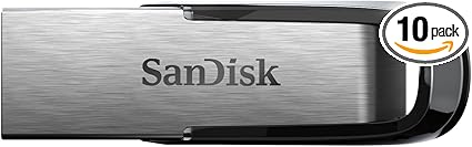 SanDisk 128GB 10-Pack Ultra Flair USB 3.0 Flash Drive (10x128GB) - SDCZ73-128G-B10CT, Silver