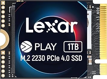 Lexar 1TB PLAY 2230 PCle Gen 4x4 NVMe, Perfect for Steam Deck, ASUS ROG Ally, Legion GO via Extension Board, M.2 2230 Compatible Laptops, Up To 5200/4700 MB/s, Internal SSD (LNMPLAY001T-RNNNU)