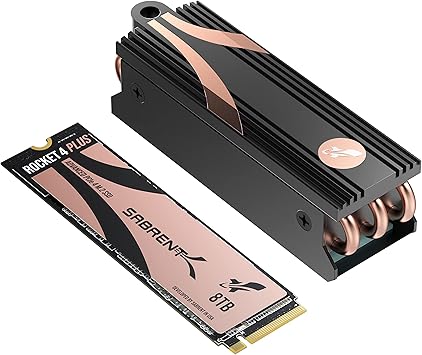 SABRENT Rocket 4 Plus SSD with Heatsink 8TB PCIe Gen 4 NVMe M.2 2280 Internal Solid State Drive, Extreme Speed, Heat Management [SB-RKT4P-HTSP-8TB]