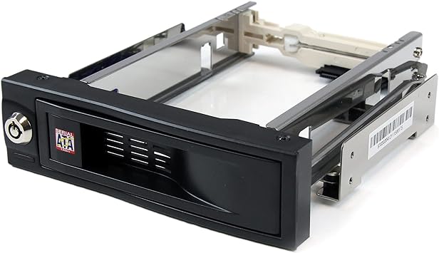 StarTech.com 5.25in Trayless Hot Swap Mobile Rack for 3.5in Hard Drive - Internal SATA Backplane Enclosure - Lockable Drive Bay (HSB100SATBK)