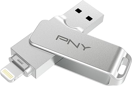 PNY 128GB Duo Link iOS USB 3.2 Dual Flash Drive, Silver