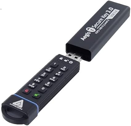 Apricorn 1TB Aegis Secure Key FIPS 140-2 Level 3 Validated 256-bit Encryption USB 3.0 Flash Drive (ASK3-1TB)