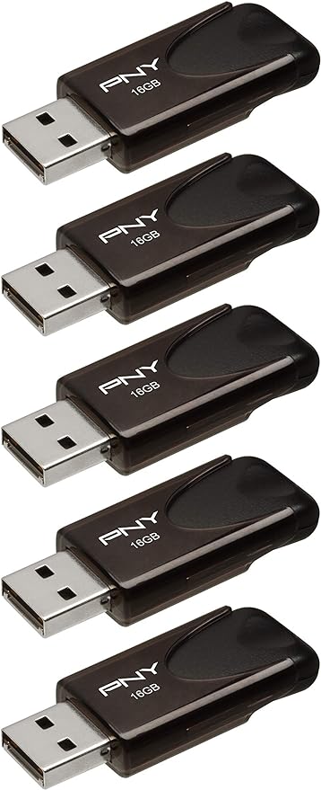 PNY 16GB Attaché 4 USB 2.0 Flash Drive 5-Pack,black