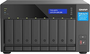 QNAP TVS-h874-i7-32G-US 8 Bay High-Speed Desktop NAS with M.2 PCIe Slots, 12th Gen Intel Core CPU, up to 64GB DDR4 RAM, 2.5 GbE Networking and PCIe Gen 4 expandability (Diskless)