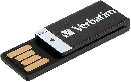 Verbatim 16GB Clip-It USB 2.0 Flash Drive Cap-less Thumb Drive Resistant to Water, Dust, and Static Discharge - Black 43951