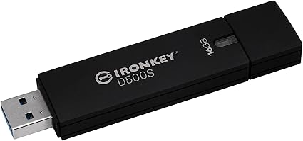 Kingston Ironkey D500S 16GB Encrypted Flash Drive | Dual Hidden Partition | FIPS 140-3 Level 3 | XTS-AES 256-bit | BadUSB and Brute Force Protection | Multi-Pin Option | IKD500S/16GB,Black