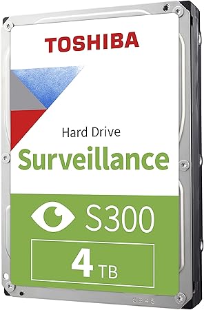 Toshiba S300 4TB Surveillance 3.5” Internal Hard Drive – CMR SATA 6 Gb/s 5400 RPM 128MB Cache - HDWT140UZSVAR