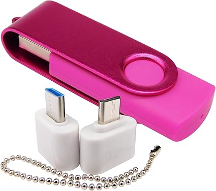 4GB USB Flash Drive Memory Sticks Thumb Drives with 1 OTG (Micro USB) and 1 Type-C (USB-C) Adaptor for Mobile Phone (Pink)