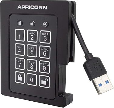 Apricorn 4TB Aegis Padlock SSD 256-Bit, FIPS 140-2 Level 2 Validated Ruggedized USB 3.0 Encrypted External Portable Drive (ASSD-3PL256-4TBF)