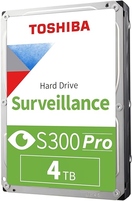 Toshiba S300 PRO 4TB Surveillance 3.5” Internal Hard Drive – CMR SATA 6 Gb/s 7200 RPM 512MB Cache - HDWTA40UZSVAR