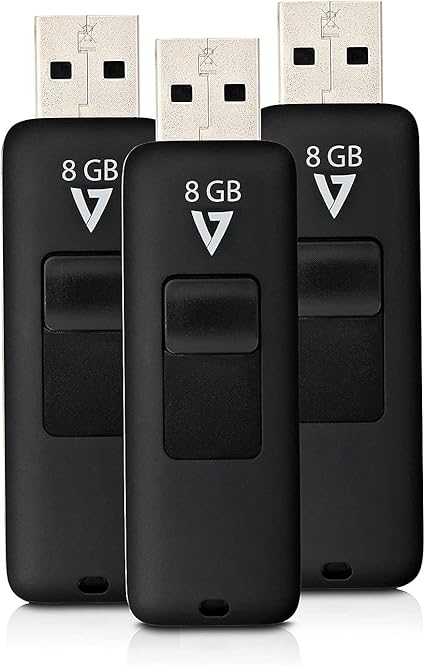 V78GB USB 2.0 Flash Drive 3 Pack Combo - with Retractable USB Connector, Black