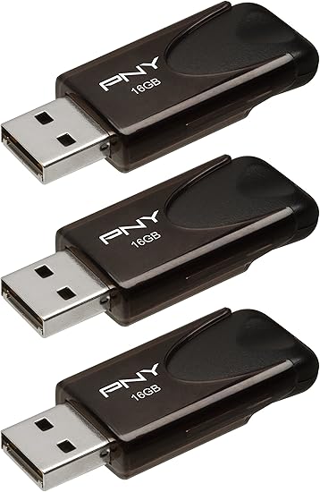 PNY 16GB Attaché 4 USB 2.0 Flash Drive 3-Pack, black