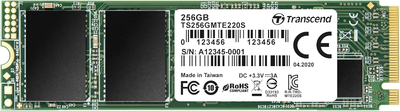 Transcend TS256GMTE220S 256GB M.2 PCIe Gen3x4 80mm Internal Solid State Drive