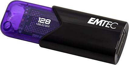 Emtec Click Easy B110 USB 3.0 (3.2) Flash Drive 128 GB External Storage - Purple, Black