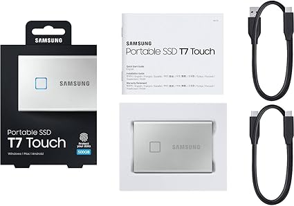 SAMSUNG SSD T7 Portable External Solid State Drive 500GB, USB 3.2 Gen 2, Reliable Storage for Gaming, Students, Professionals, MU-PC500T/AM, Silver