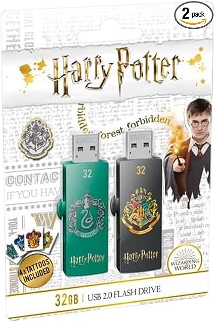 EMTEC Harry Potter M730 USB 2.0 Flash Drive - 32GB-Slytherin & Hogwarts Duo Pack (ECMMD32GM730HP02P2)