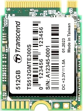 Transcend TS512GMTE300S 512GB M.2 NVMe PCIe Gen 3x4 2230 Internal Solid State Drive with Speeds up to 2,000MB/s