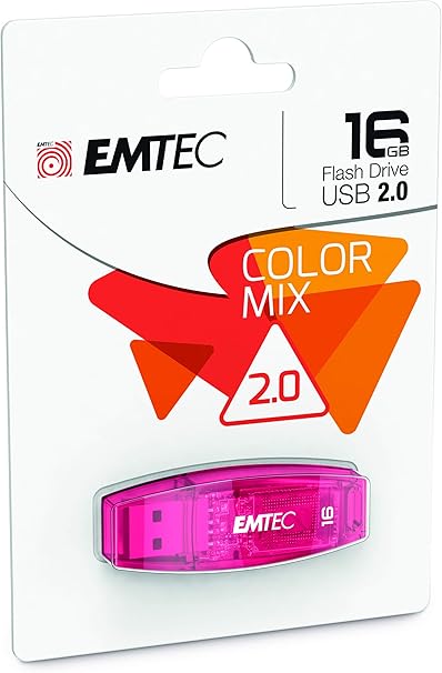 Emtec C410 Color Mix Flash Drive, 16GB, Red, ECMMD16GC410