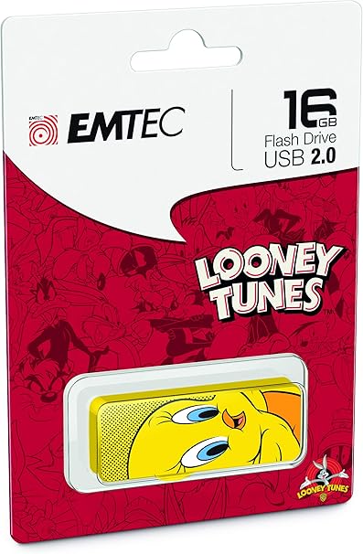 Emtec M700 Flash Drive, 16GB, Tweety Bird USB 2.0 Capless Slide-Open System