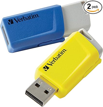 Verbatim 16GB Store ‘n’ Click USB Flash Drive – 2pk – Blue Yellow (70376)