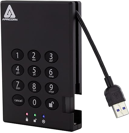 Apricorn 2TB Aegis Padlock USB 3.0 SSD 256-Bit Encrypted Portable Drive (A25-3PL256-S2000)