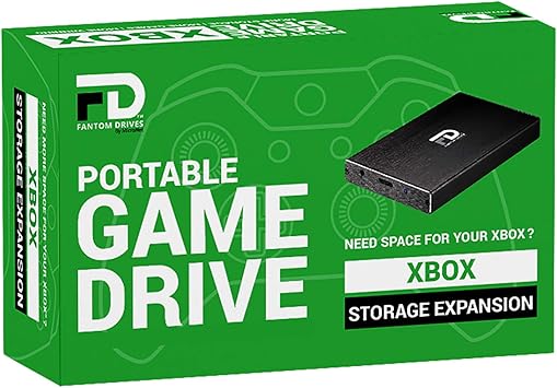 Fantom Drives FD 2TB Xbox Portable Hard Drive - USB 3.2 Gen 1-5Gbps - Aluminum - Black - Compatible with Xbox One, Xbox One S, Xbox One X (XB-2TB-PGD)