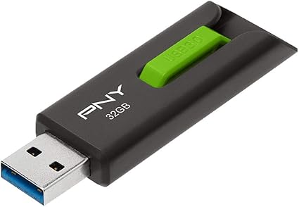 PNY Elite Prime USB 3.0 Flash Drive, 32GB, Gray/Green (P-FD32GEL-GE)