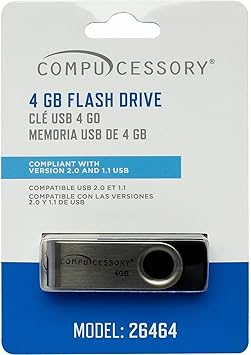 26464 Flash Drive, USB, 4GB, Black/Aluminum