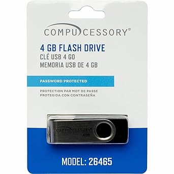 CCS26465 - Compucessory 4 GB USB 2.0 Flash Drive - Black - 1 Pack