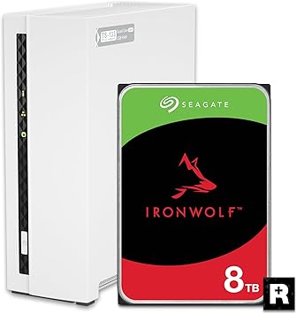 QNAP 1 Bay Home NAS with 8TB Storage Capacity, Preconfigured Seagate IronWolf Drive Bundle, with 1GbE Ports (TS-133-18ST-US)