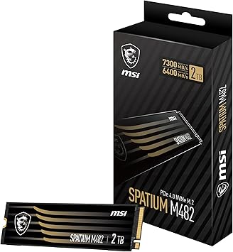 MSI Gaming SPATIUM M482 PCIe 4.0 NVMe M.2 2TB Internal SSD (PCIe Gen4, NVMe 1.4, M.2 2280, Read 7300 MB/S, Write 6400 MB/S, 2TB)