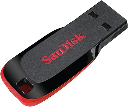 Sandisk Cruzer Blade USB Flash Drive, 64 GB, Black/Red (SDCZ50-064G-A46)