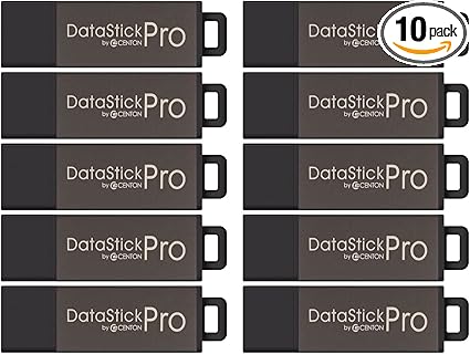 Centon DataStick Pro USB 2.0 Flash Drive 64GB x 10, Grey