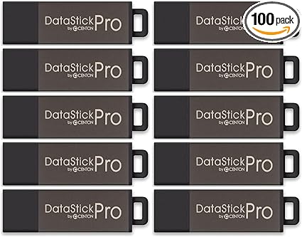 Centon Electronics DataStick Pro USB 2.0 Flash Drive, 4 GB, 100 USB Flash Drives, 100 Bulk Pack, Grey