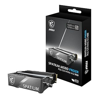 MSI Gaming SPATIUM M580 PCIe 5.0 NVMe M.2 2TB FROZR Internal SSD (PCIe Gen5, NVMe 1.4, M.2 2280, Read 14600 MB/S, Write 12700 MB/S, 2TB)