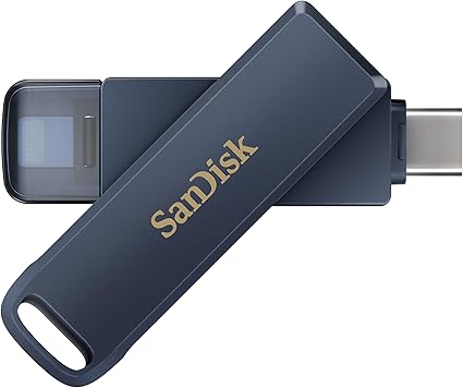 SanDisk 256GB Phone Drive - The 2-in-1 USB for iPhone,iPad, and Computer - Flash Drive with Lightning and USB Type-C Connectors, Metallic Sky - SDIXD0N-256G-GN6NE