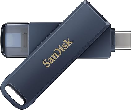 SanDisk 128GB Phone Drive - The 2-in-1 USB for iPhone,iPad, and Computer - Flash Drive with Lightning and USB Type-C Connectors, Metallic Sky - SDIXD0N-128G-GN6NE