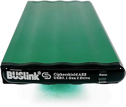 BUSlink CipherShield USB 3.1 Gen 2 Type-C FIPS 140-2 Level 2 HIPAA 256-bit AES Hardware Encrypted External Disk-On-The-Go Portable Slim SSD Drive (7.6TB)