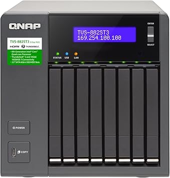 QNAP TVS-882ST3-i5-8G-US Ultra-High Speed and Compact 8 Bay Thunderbolt 3 NAS/iSCSI IP-SAN Solution.